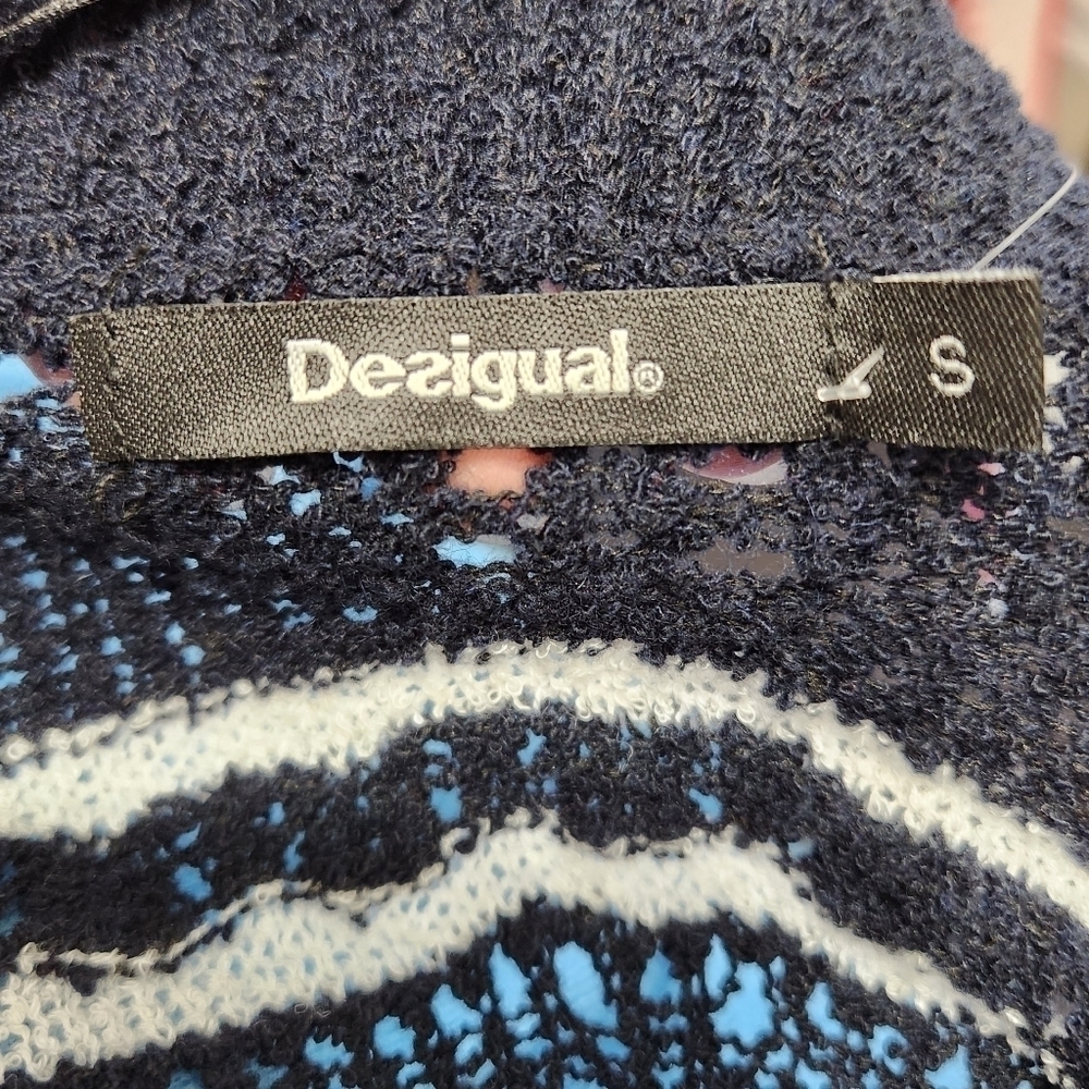 NEW! Desigual Cashel Navy Open Front Waterfall Cardigan Size S NWOT - Picture 12 of 14